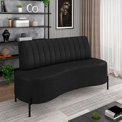 Sofá Katara 2 Lugares 135cm Preto Pu Manchado com Pés de Ferro Gran Belo