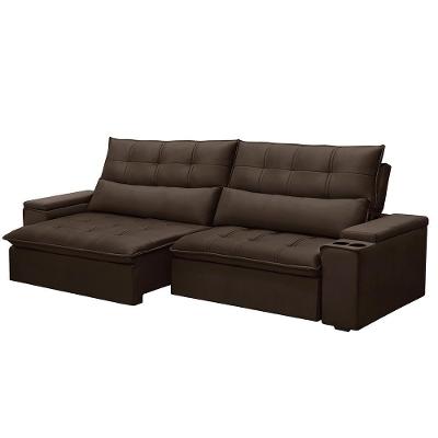 Sofá Robem G22 3 Lugares Retrátil e Reclinável 230cm Marrom Veludo Gran Belo