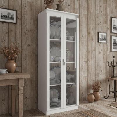 Cristaleira CR50294 2 Portas 3 Prateleiras MDP Vidro Temperado Branco