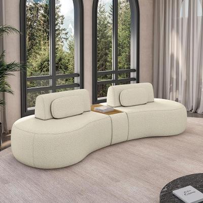 Sofá Modular França G45 Reclinável 302CM Off White Bouclê Gran Belo