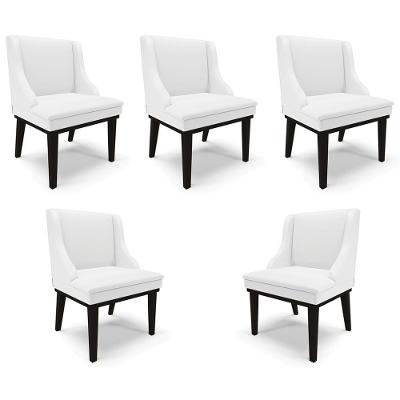 Kit 5 Cadeiras Firenze G19 Estrutura Madeira Assento Pu Branco Fosco-preto Gran Belo
