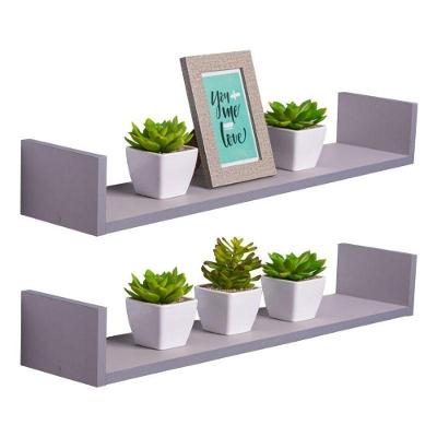 Prateleira Kit 2 U 100 X 10cm MDP Fixação Suporte Invisível Moderno Cinza Claro Mercado