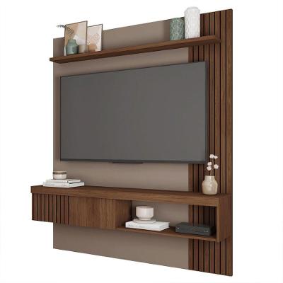 Painel para TV Cristal 60 150CM MDF-MDP com Nicho Ripado Fendi e Havana Sallar Home