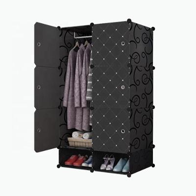 Guarda Roupa Modular Portátil Solteiro Armário Organizador 6 Portas Giratórias Preto Utibom