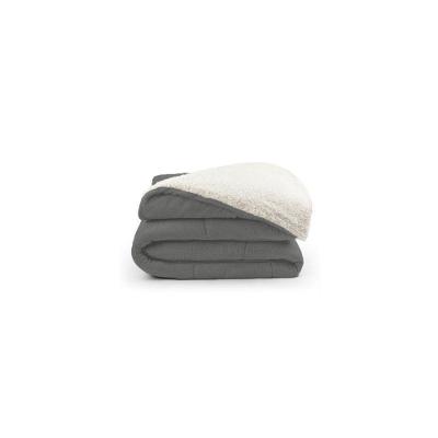 Coberdrom Dupla Face King Soft e Sherpa 230x280cm Poliéster Cinza Valle Enxovais