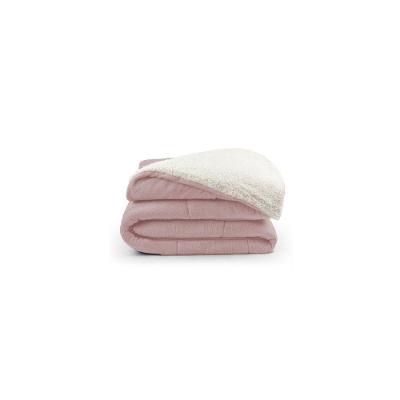 Coberdrom Dupla Face Queen 230x250cm Soft e Sherpa Toque de Lã Rosa Valle Enxovais