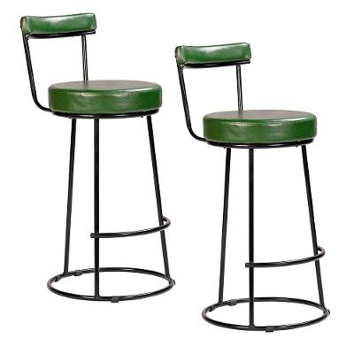 Kit 2 Banquetas Altas Miami Assento Couríssimo com Encosto Verde Loja Sheep