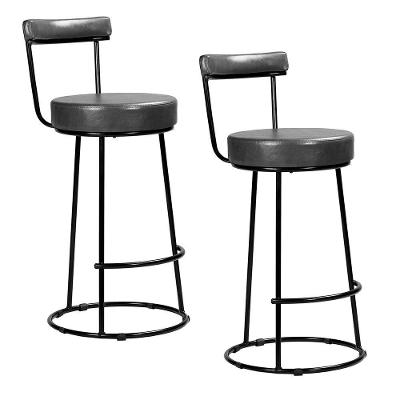 Kit 2 Banquetas Altas Miami Assento Couríssimo Encosto Fixo Preto Loja Sheep