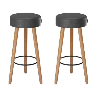 Kit 2 Banquetas Altas Londres Assento Couríssimo Base Fixa sem Encosto Preto Loja Sheep