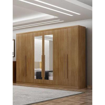Guarda Roupa Casal Bellagio 6 Portas de Bater 6 Gavetas com Espelho Cumaru Móveis Novo Horizonte