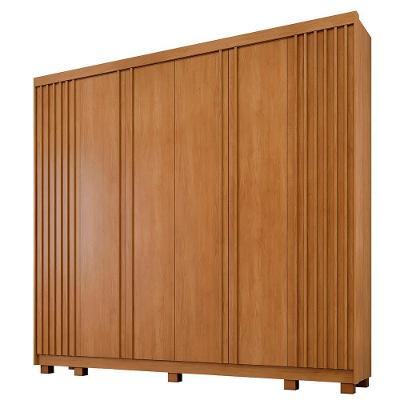 Guarda Roupa Casal Arezzo Ripado 6 Portas Giratórias 6 Gavetas MDP Cinamomo Benetil Móveis