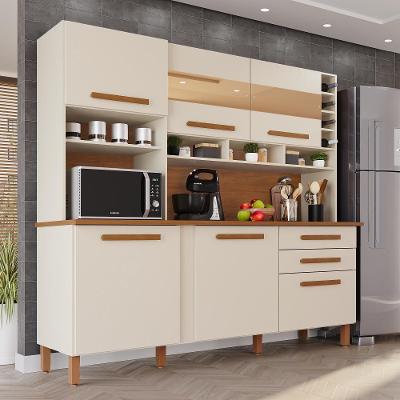 Cozinha Amanda 6 Portas 2 Gavetas MDF 182CM Amadeirado Amanda Block
