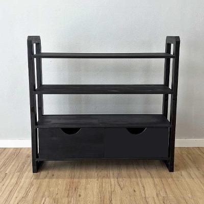 Aparador Linea Ample Moderno 2 Gavetas Madeira Maciça 100CM Preto Artfactory Design