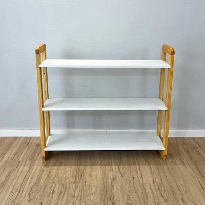 Aparador Linea Ample Moderno sem Porta sem Gavetas Madeira Maciça 100CM Branco e Nozes Artfactory