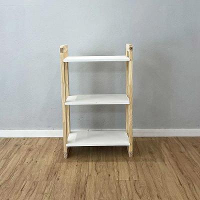 Aparador Linea Slim Moderno 3 Prateleiras 53CM Branco e Natural Artfactory Design