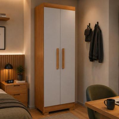 Guarda Roupa Solteiro CR35515 2 Portas de Bater MDF Madeirado-off White Multimóveis