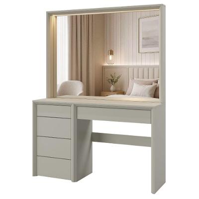 Camarim Prime 5 Gavetas com Espelho Iluminação LED MDF Off White Mavaular Móveis