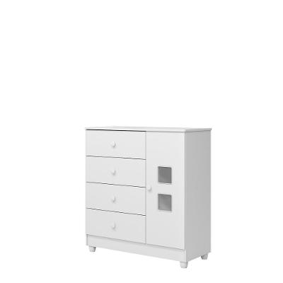 Cômoda Luiza 4 Gavetas MDF-MDP Puxador Plástico Branco Floreal Luiza