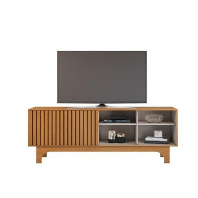 Rack Atenas para TV 70" 200CM MDP-MDF com Portas Correr Cinza 1 Unidade