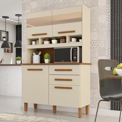Cozinha Sara Frison 4 Portas 2 Gavetas MDP MDF 115CM Amadeirado Sara Enxovais