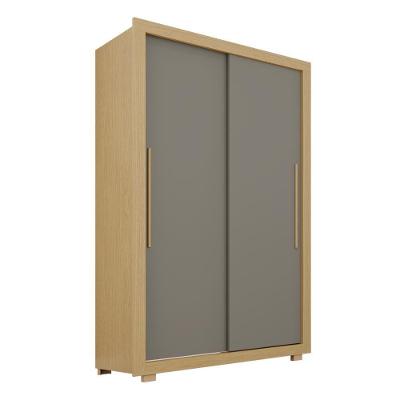 Guarda Roupa Casal Luna 2 Portas de Correr 2 Gavetas MDF MDP Carvalho-grafite Luna 126.5CM