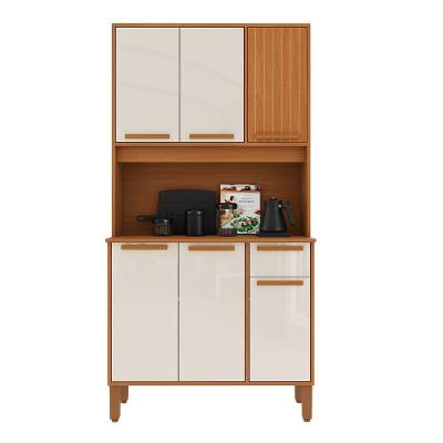 Armário de Cozinha Lagos 6 Portas 1 Gaveta MDP 90,6CM Freijó e Off White Indékes