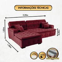 Sofá Orlando 2.20x1.50m Com Chaise, Retrátil E Reclinável - Vinho - 3