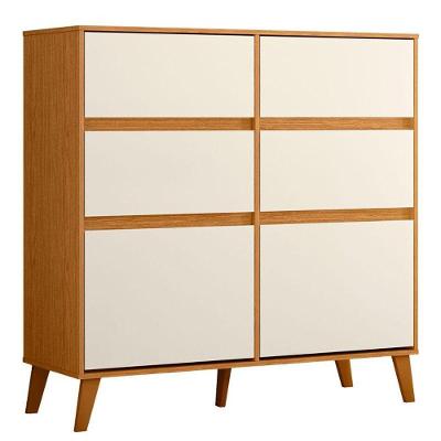 Cômoda Sapateira 04 Gavetas E 02 Portas Basculantes Cinamomo Off White - Móveis Albatroz