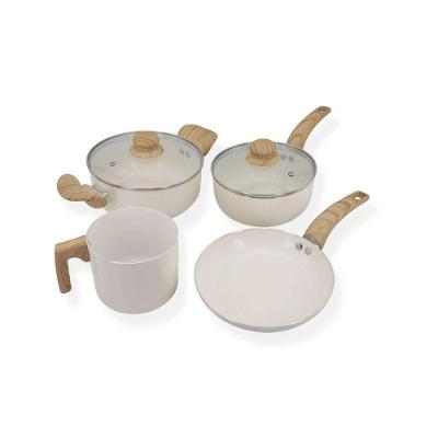 Conjunto de Panelas Vanilla 4 Peças Alumínio com Revestimento Cerâmico Bege Thika Importadora