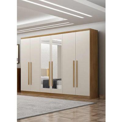 Guarda Roupa Casal Bellagio 6 Portas de Bater 6 Gavetas com Espelho Cumaru-Fendi Móveis Novo