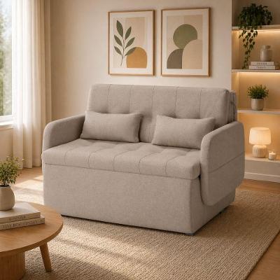 Sofá Cama Sissy 2 Lugares Retrátil 130cm Chenile Prime Bege Matrix