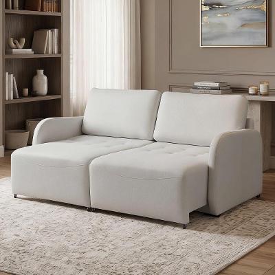 Sofá Luzon K01 2 Lugares Retrátil e Reclinável 156cm Creme Linho Soft Lyam Decor
