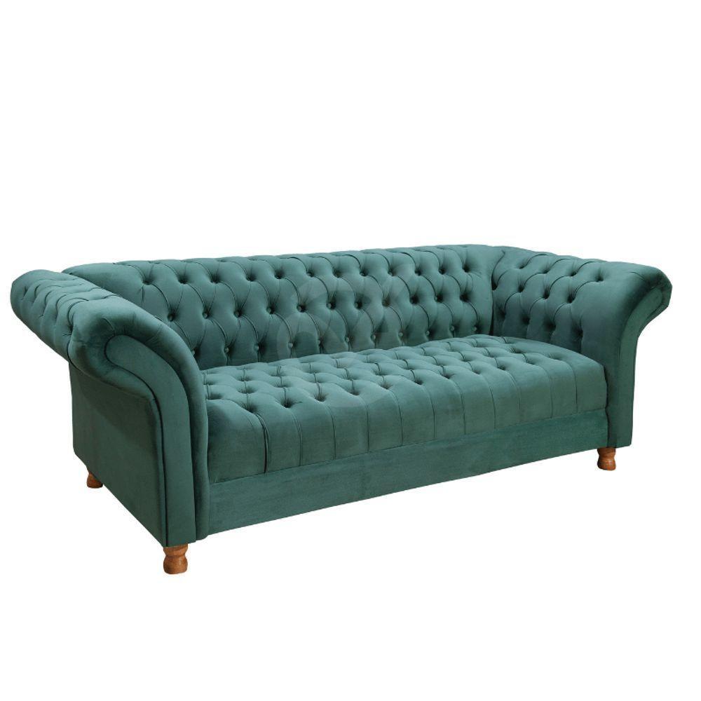 Sofá Chesterfield Conde D'El 3 Lugares Via Encanto Veludo Verde - 1