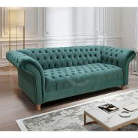 Sofá Chesterfield Conde D'El 3 Lugares Via Encanto Veludo Verde - 3