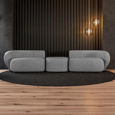 Sofá Modular Egito 4 Lugares 302cm Linho Cinza Manchado Gran Belo