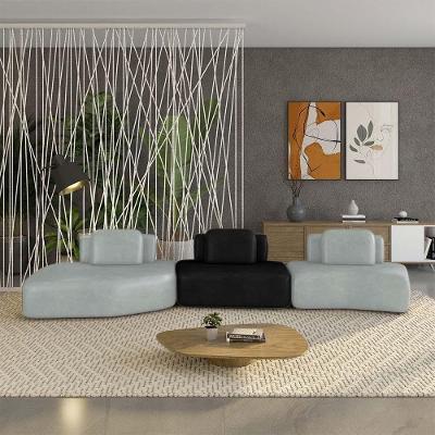 Sofá Modular Dakota 3 Lugares 484cm Cinza Preto Couro Sintético Gran Belo