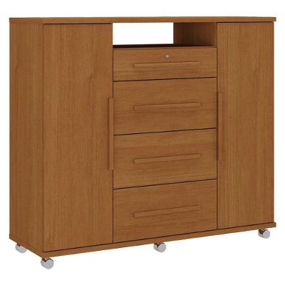 Cômoda Sapateira Versátil 2 Portas 4 Gavetas Cinamomo Fosco - Zanzini