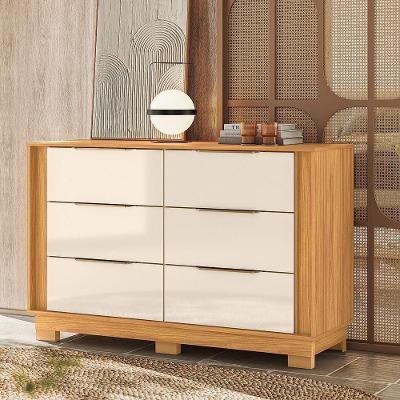 Cômoda Giardino 6 Gavetas MDP Puxador Plástico Off White Cinamon Touch Demóbile