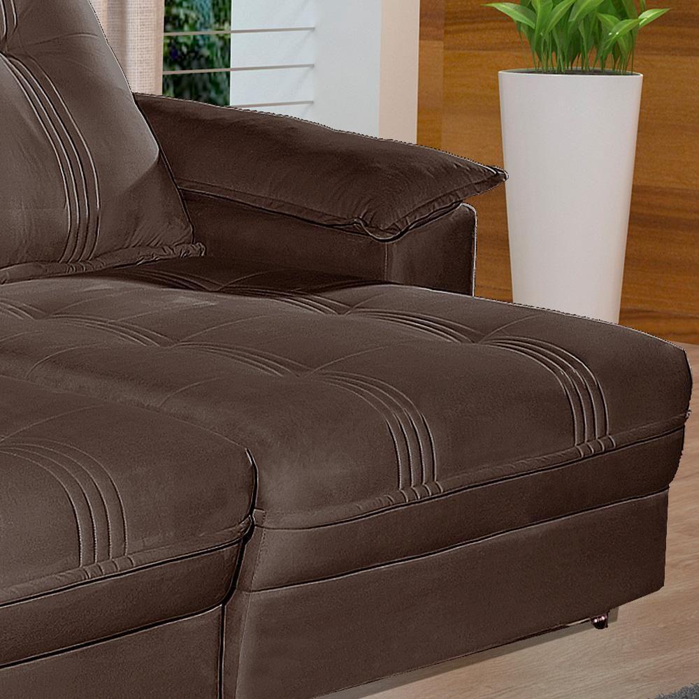 Sofá Retrátil E Reclinável 2 Lugares 2,90m Veludo Veneza Bom Pastor Castor - 2