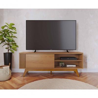 Bancada Otawa para TV 65" 160CM MDF-MDP com Porta Deslizante Amadeirado Colibri Móveis