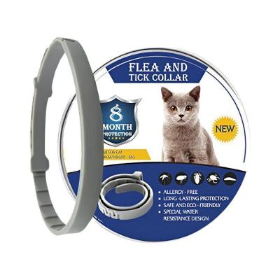 Coleira Antipulgas para Gatos Ajustável com Óleo Essencial 39CM Cinza