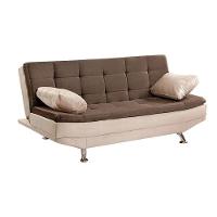 Sofá Cama Valencia 3 Lugares Reclinável Veludo Bege Marfim E Marrom Chocolate - Speciale Home Bege - 1