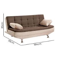 Sofá Cama Valencia 3 Lugares Reclinável Veludo Bege Marfim E Marrom Chocolate - Speciale Home Bege