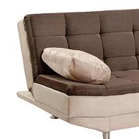 Sofá Cama Valencia 3 Lugares Reclinável Veludo Bege Marfim E Marrom Chocolate - Speciale Home Bege - 5