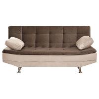 Sofá Cama Valencia 3 Lugares Reclinável Veludo Bege Marfim E Marrom Chocolate - Speciale Home Bege - 6