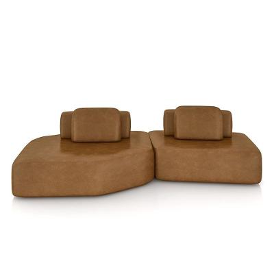 Sofá Modular Dakota Ilha 2 Módulos 310cm Pu Caramelo G33 Gran Belo