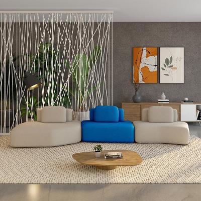 Sofá Modular Dakota 4 Lugares com Chaise 484cm Bege-azul Veludo Gran Belo