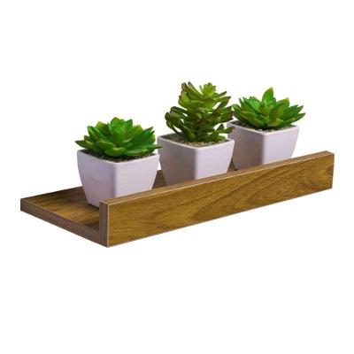 Prateleira Porta Quadros 30x15CM MDP Suporte Invisível Moderno Marrom Mercado das Prateleiras 30CM