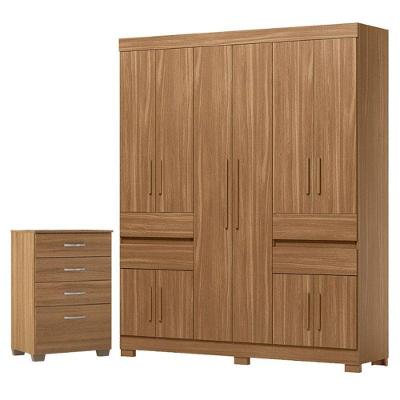 Guarda Roupa Casal Vizanno 10 Portas Com Cômoda Astral Amêndola Touch Com Pés - Demóbile