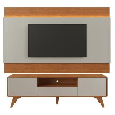 Painel e Rack para TV Aros - Ares 65 225CM MDF com Iluminação LED Off White Mavaular